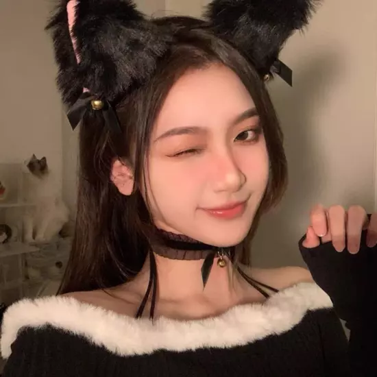 Cat Ear Bow Headband Claw Gloves Cosplay Plush Hairband Women Girl Headwear'