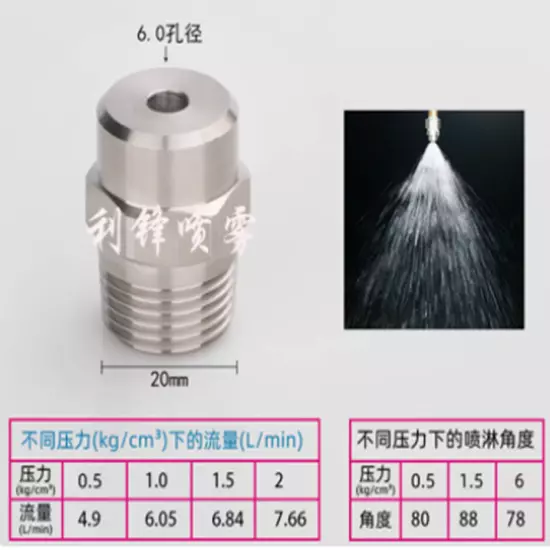 1pc 1/2" high pressure Cleaning Stainless steel Cone Spray Nozzle Aperture:6mm