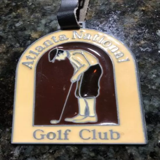 Vintage Atlanta National Club Golf Bag Tag Stain glass