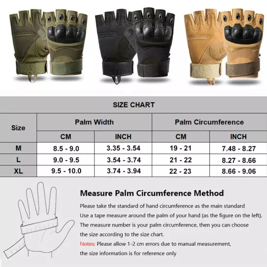 Tactical Mens Gloves Army Military Motorcycle Cycling Hiking Hunting Fingerless