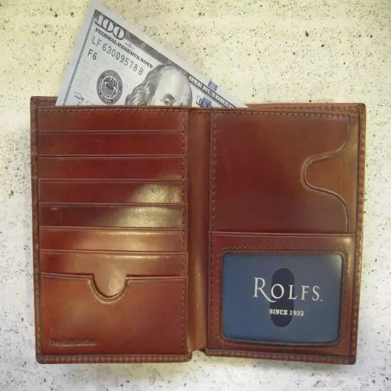 BROWN ROLFS Men's wallet 21 credit card slots Genuine Premium Leather ATTACHE NW