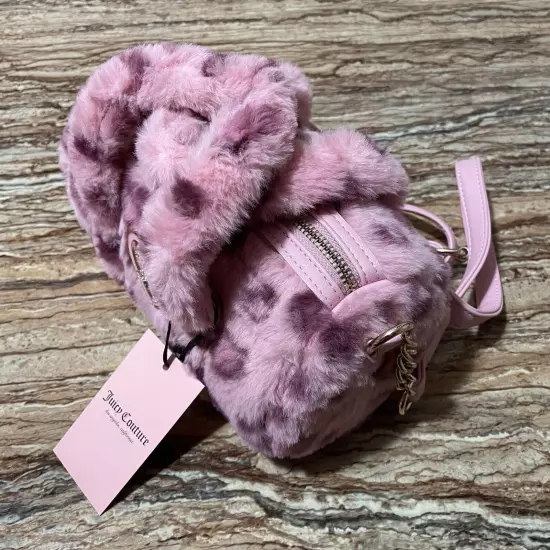 Juicy Couture Bag Preppy Cozy Pink Leopard Print Mini Barrel Crossbody Bag