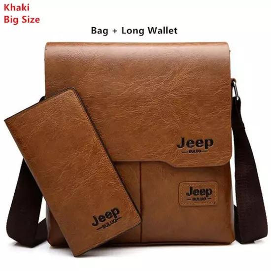 Man'S Bag 2Pc/Set Men Leather Messenger Shoulder Bags Business Crossbody Casual 