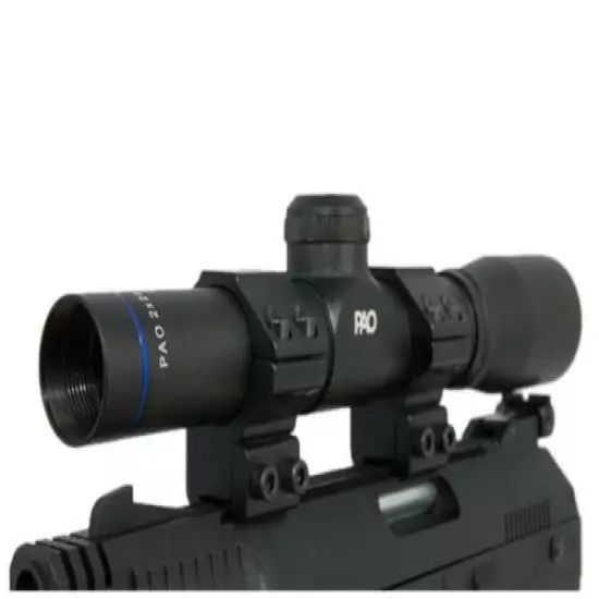 PAO 2x20 Pistol Scope Duplex 30-30 Reticle Long Eye Relief + 9-11mm Mount rings