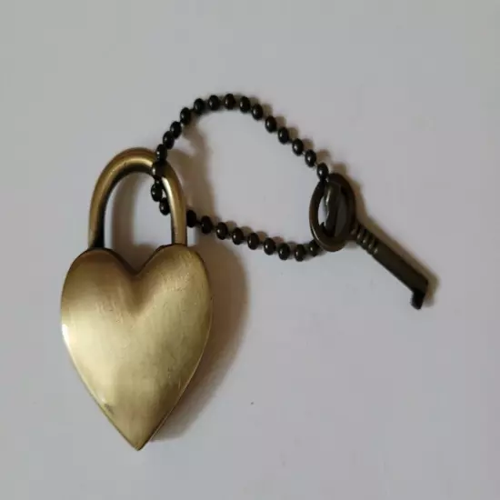 Mini Heart Shape Padlock With Key Travel Tiny Lock Antiqued Bronze