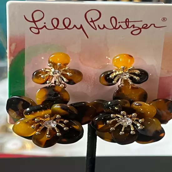 Lilly Pulitzer NWT GORGEOUS Faux Tortoise Shell Pierced Earrings