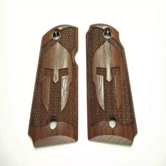 Walnut Spartan Kimber Micro 9 Grips Checkered Engraved Textured