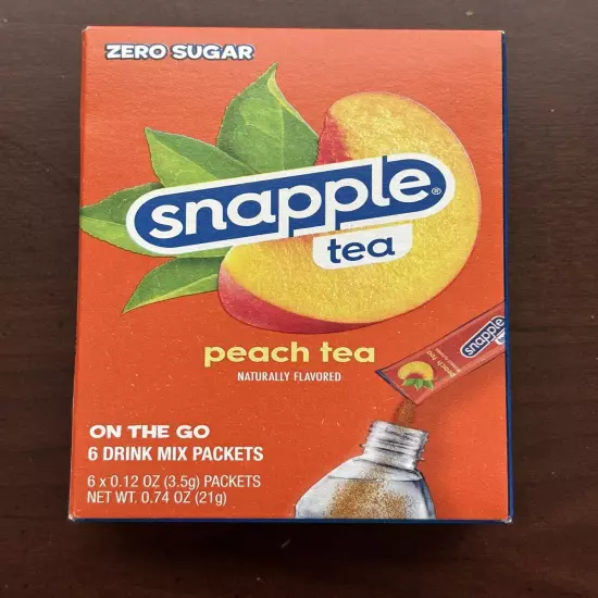 2 Snapple Peach Tea Sugar Free Drink Mix Singles to go Free Shipping