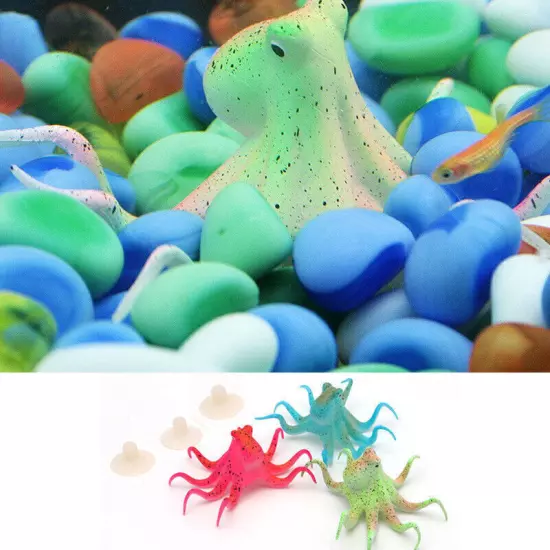 Fluorescent Artificial Octopus Aquarium Decoration Ornament Fish Tank Decor