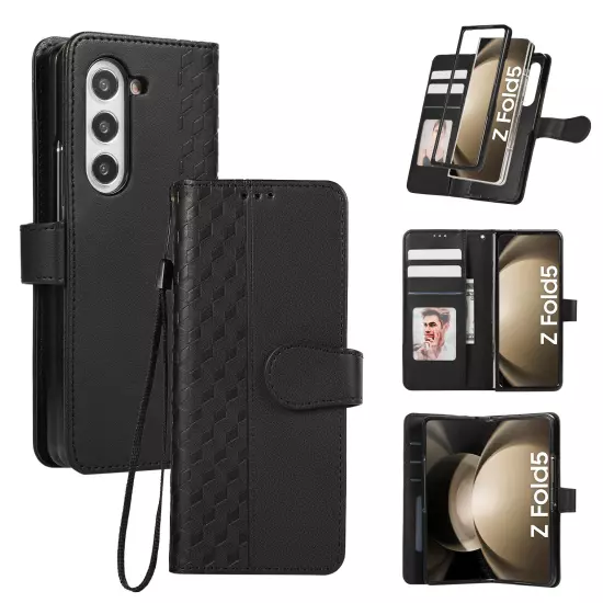 For Samsung Galaxy Z Fold6/Fold5/Fold4/3 Card Slots Folio Wallet PU Leather Case