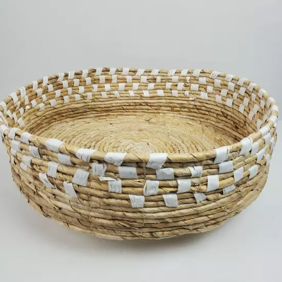 Vintage Coiled Rope Storage Basket Woven Large Bins Home Organizer 18x5"