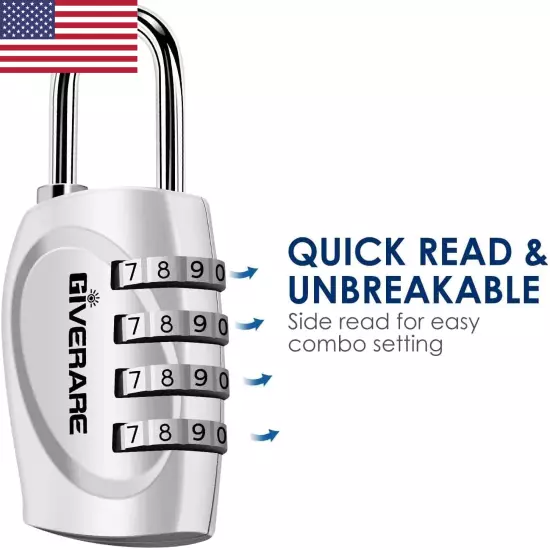 2 Pack Combination Lock, 4-Digit Padlock Keyless, Resettable Luggage L