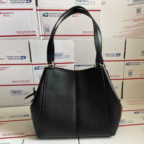 $358 Michael Kors MOLLY LG SHLDR TOTE Handbag Black Leather MK Purse Bag ( NEW )