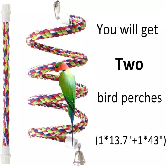 Rope Bungee Bird Toy, Small 43 Inch Long 