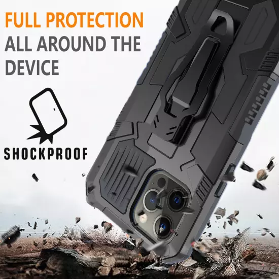 For iPhone 12/12 Pro Max/12 Mini Case Phone Cover Shockproof Stand+ Glass Screen