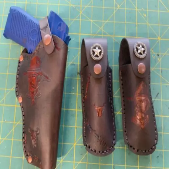 Handmade Leather universal/ automatic/ 1911 Holster Western Custom Carving