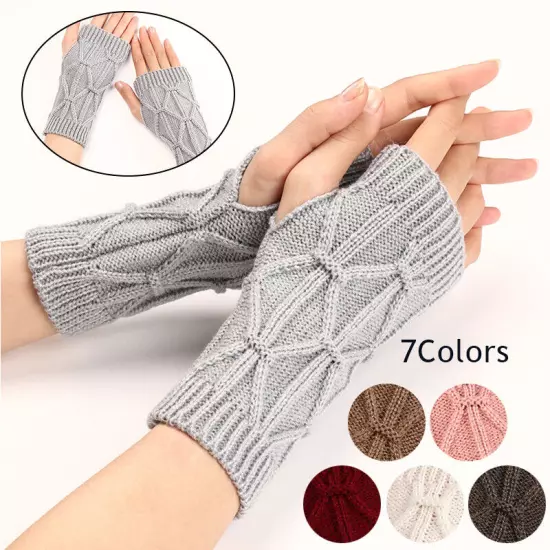 1Pair Fingerless Arm Warm Winter Knitted Gloves Hand Long Warmer Mittens Unisex