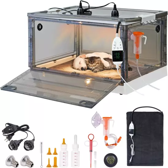 Puppy Incubator with Heating and Oxygenator, Dog Incubator for Puppies, Kitten I