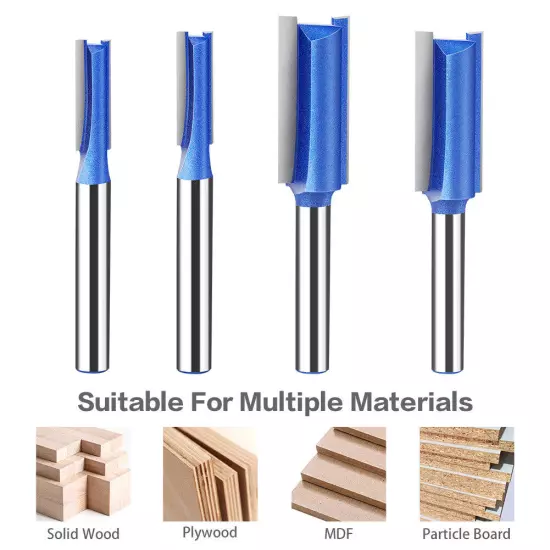 4PCS 1/4" Shank Straight Router Bit Flush Trim Woodworking Cutter