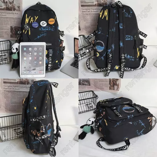 Women Men Backpack Lady Travel Badge Backpack Bag Female Student Bag