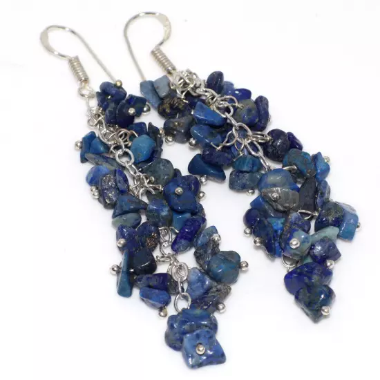 Natural Gemstone Beaded Grapes Cluster Drop & Dangle Earrings Size 2-3"