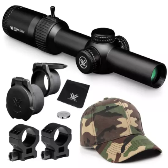 Vortex Optics Strike Eagle 1-6x24 BDC3 Riflescope w/ 30mm High Rings +Free Hat