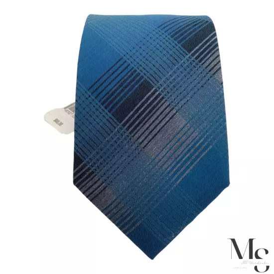 $65 Calvin Klein Blue Plaid Luxury Silk Bled Tie W: 3" NWT