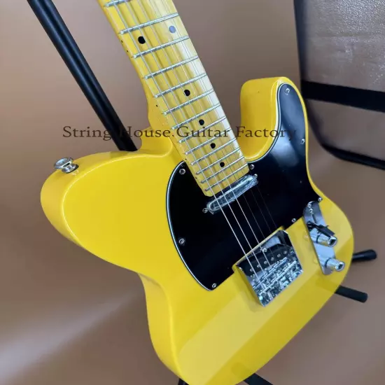 New Yellow Custom TELE Solid Body Electric Guitar Chrome Hardware SS Pickup