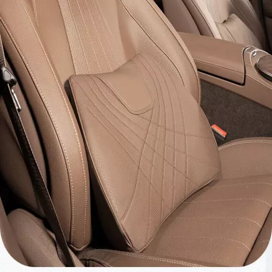 Car Seat Lumbar Cushion Leather Car Headrest Neck Pillow Universal Seat Cushion