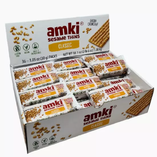 Amki Sesame Thins Classic, 36 x 1.05oz (30g) Packs-Free Shipping-Expiration 2026