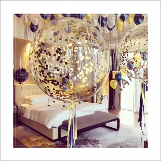 36 Inch Jumbo Gold Confetti Balloons and 36 Inch Big Latex White Balloons, Gi...