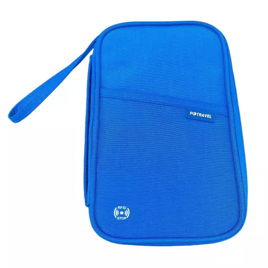 RFID Blue NEW PASSPORT WALLET 12 Pockets Wristlet & Handle 9” X 5” ATL, GA