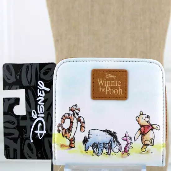 Winnie The Pooh Mini Zipper Wallet Womens Faux Leather Sketch Bioworld New 2023