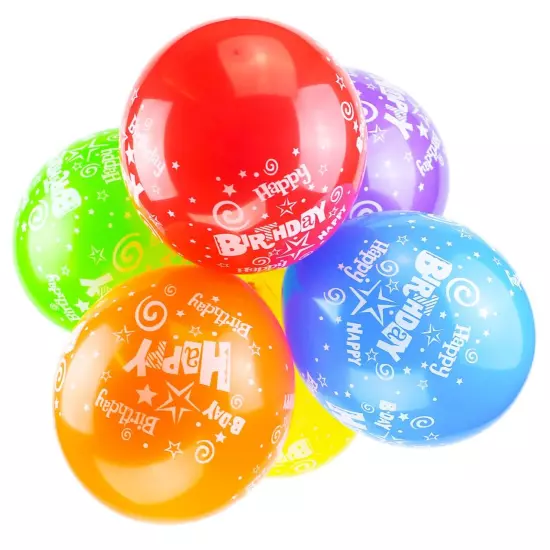 Happy Birthday Multicolored 12-inch Latex Holiday Balloons 10 Pack (Design