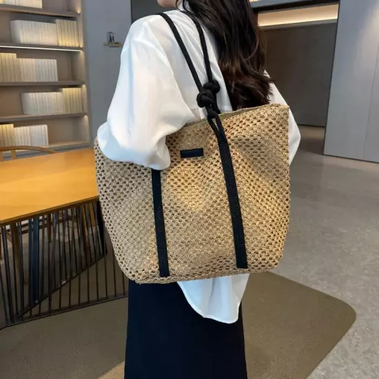 Ladies Woven Handbag Women Beach Bag Shopper Tote Top-Handle Bags Shoulder Bags