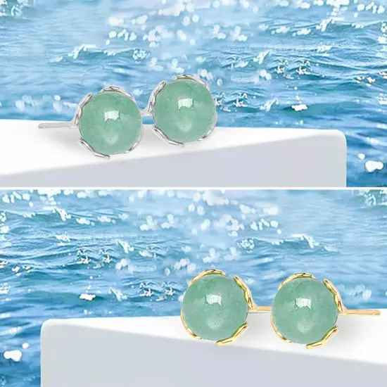 Mother'S Day Gift for Mom Green Jade Stud Earrings for Women Girls,925 Sterling 