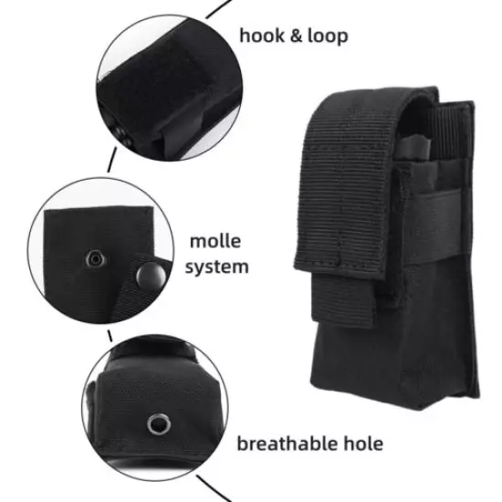 Tactical Molle Flashlight Pouch Single Pistol Magazine Pouch Torch Holder Case