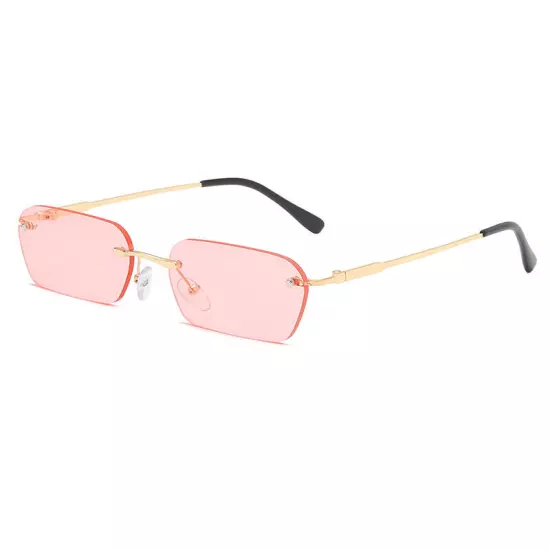 Small Rimless Rectangle Sunglasses Tinted Frameless Eyewear Vintage Sun Glasses