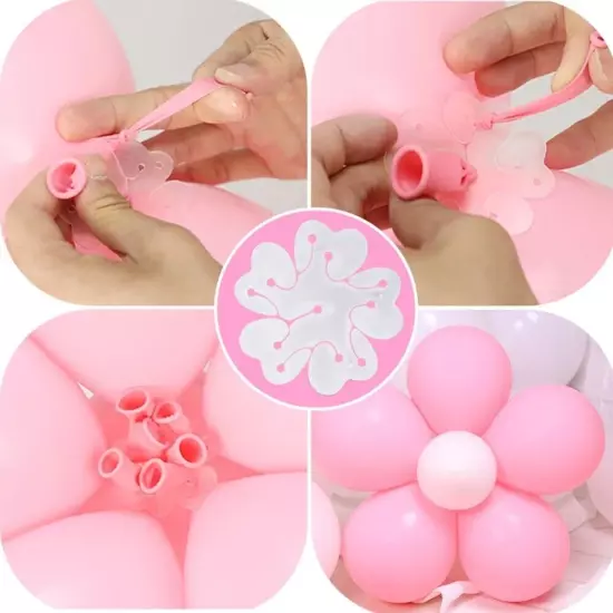 50-Pack Flower Shape Balloon Clips for Weddings & Parties, Portable Holder Decor