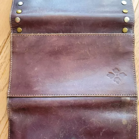 Patricia Nash Studded Distressed Leather Trifold Wallet Clutch Billfold