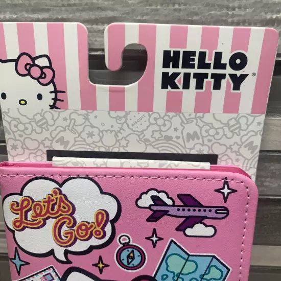 New Hello Kitty Pink Let's Go Travel Passport Holder By Sanrio