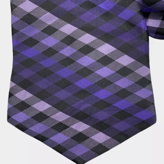 Croft & Barrow Purple Tartan Plaid Silk Necktie Tie Men's 3.8" x 58"