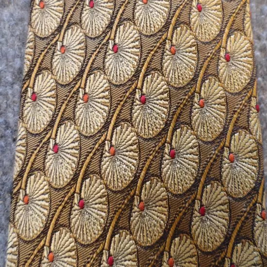 Robert Talbott Best of Class Tie Men's Silk Gold w/Unique Design 58 x 4