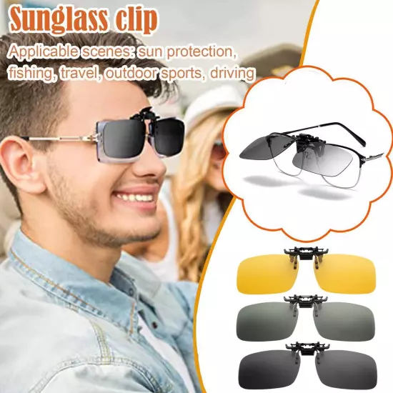 New Unisex Sunglasses Clip On Flip Up Driving Glasses Sun Womens Mens Nice