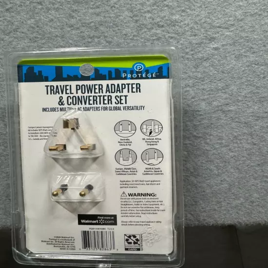 Protege Travel Power & Convertor Set Multiple AC Adapters for Global Versatility