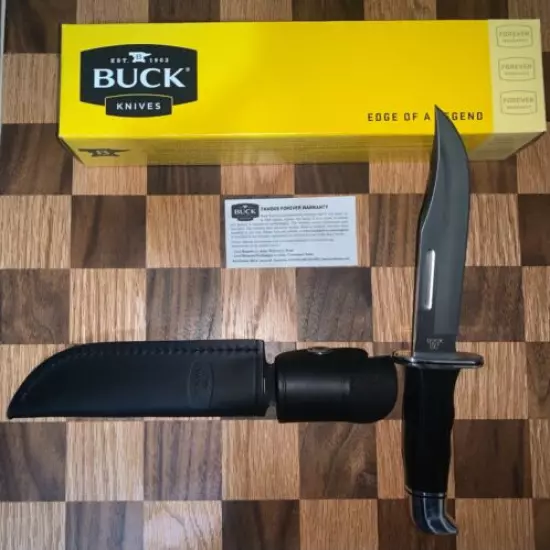 Buck Knives 119 Special Black Phenolic Handle Fixed Blade Knife W/ Sheath 119BKS