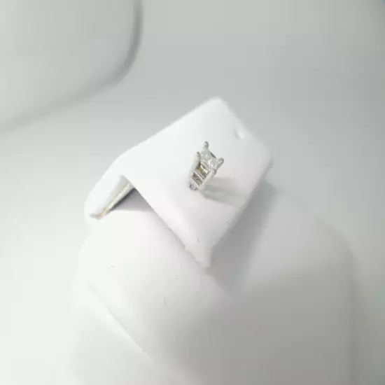 Mens Diamond Stud Earring Single White Gold Natural Princess 2.5mm 14k Solid 