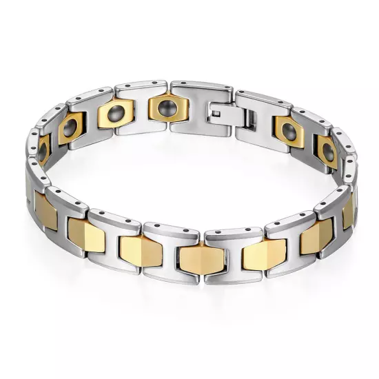 Men's Polished Tungsten Carbide Magnetic Energy Therapy Power Bracelet Golf Link