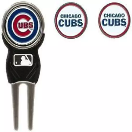 Team Golf MLB Chicago Cubs Divot Tool with 3 Golf Ball Markers Pack, Markers are