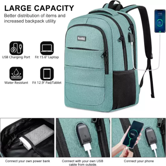 Mochila escolar impermeable para hombres antirrobo con puerto de carga USB